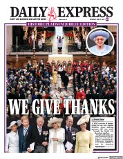Daily Express () Newspaper Front Page for 4 June 2022