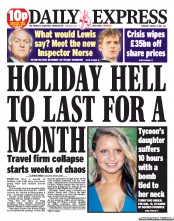 Daily Express () Newspaper Front Page for 4 August 2011