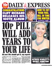 Daily Express () Newspaper Front Page for 4 September 2013