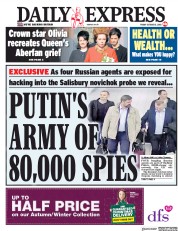 Daily Express () Newspaper Front Page for 5 October 2018