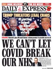 Daily Express () Newspaper Front Page for 5 November 2020