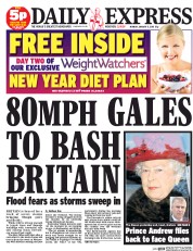 Daily Express () Newspaper Front Page for 5 January 2015