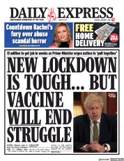 Daily Express () Newspaper Front Page for 5 January 2021