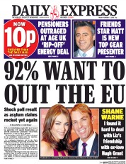 Daily Express () Newspaper Front Page for 5 February 2016