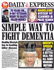 Daily Express () Newspaper Front Page for 5 June 2014