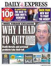 Daily Express () Newspaper Front Page for 5 July 2016