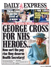 Daily Express () Newspaper Front Page for 5 July 2021
