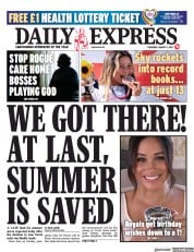Daily Express () Newspaper Front Page for 5 August 2021