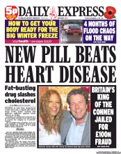 Daily Express () Newspaper Front Page for 6 November 2012