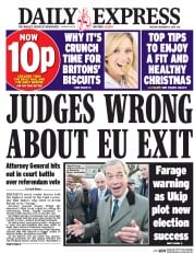 Daily Express () Newspaper Front Page for 6 December 2016
