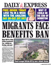 Daily Express () Newspaper Front Page for 6 January 2014