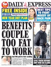 Daily Express () Newspaper Front Page for 6 January 2015