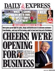 Daily Express () Newspaper Front Page for 6 April 2021