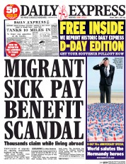 Daily Express () Newspaper Front Page for 6 June 2014