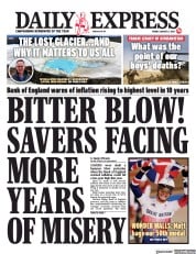 Daily Express () Newspaper Front Page for 6 August 2021