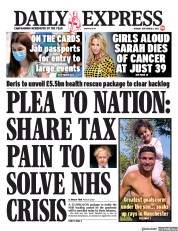 Daily Express () Newspaper Front Page for 6 September 2021