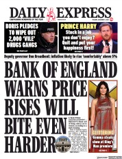 Daily Express () Newspaper Front Page for 7 December 2021