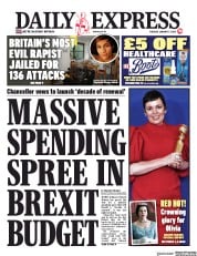 Daily Express () Newspaper Front Page for 7 January 2020