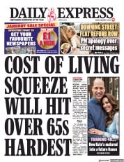 Daily Express () Newspaper Front Page for 7 January 2022