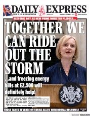 Daily Express () Newspaper Front Page for 7 September 2022