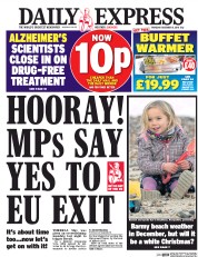 Daily Express () Newspaper Front Page for 8 December 2016