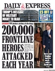 Daily Express () Newspaper Front Page for 8 January 2020