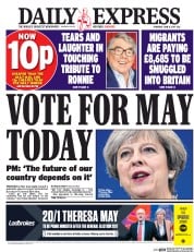 Daily Express () Newspaper Front Page for 8 June 2017