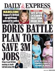 Daily Express () Newspaper Front Page for 8 June 2020