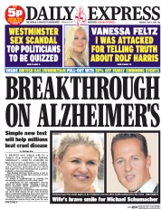 Daily Express () Newspaper Front Page for 8 July 2014
