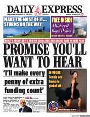 Daily Express () Newspaper Front Page for 8 September 2021