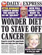 Daily Express () Newspaper Front Page for 9 October 2015