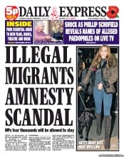 Daily Express () Newspaper Front Page for 9 November 2012