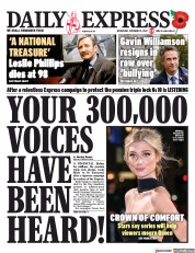 Daily Express () Newspaper Front Page for 9 November 2022
