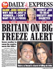 Daily Express () Newspaper Front Page for 9 December 2014