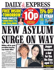 Daily Express () Newspaper Front Page for 9 December 2016