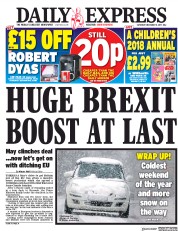 Daily Express () Newspaper Front Page for 9 December 2017