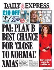 Daily Express () Newspaper Front Page for 9 December 2021