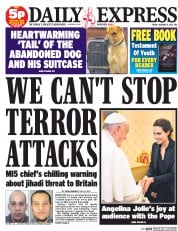 Daily Express () Newspaper Front Page for 9 January 2015