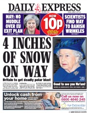 Daily Express () Newspaper Front Page for 9 January 2017
