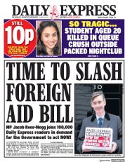 Daily Express () Newspaper Front Page for 9 February 2018