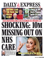 Daily Express () Newspaper Front Page for 9 February 2022