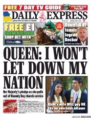 Daily Express () Newspaper Front Page for 9 April 2022