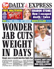 Daily Express () Newspaper Front Page for 9 July 2012