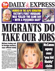 Daily Express () Newspaper Front Page for 9 July 2014