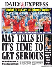 Daily Express () Newspaper Front Page for 9 July 2018