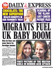 Daily Express () Newspaper Front Page for 9 August 2013
