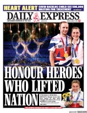 Daily Express () Newspaper Front Page for 9 August 2021