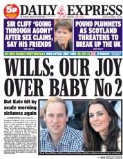 Daily Express () Newspaper Front Page for 9 September 2014