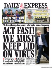 Daily Express () Newspaper Front Page for 9 September 2020