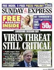 Daily Express Sunday () Newspaper Front Page for 10 May 2020